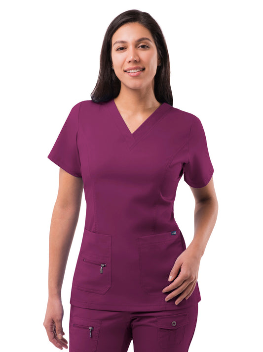 Women's V-Neck Elevated Top - P4212 - Wine