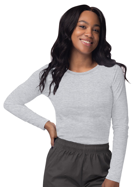Women's Long Sleeve Underscrub Tee - S8500 - Marl Gray