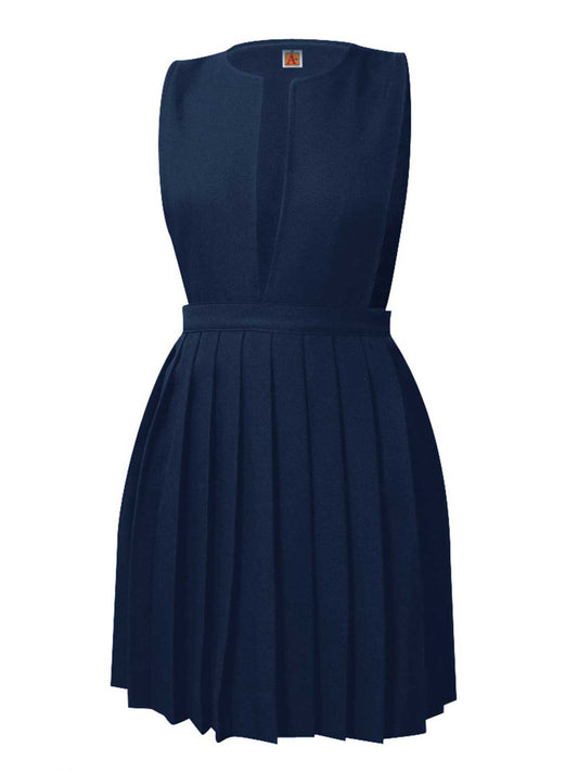 Girls' Pocketless Jumper Solid Dress - 1072PS - Navy