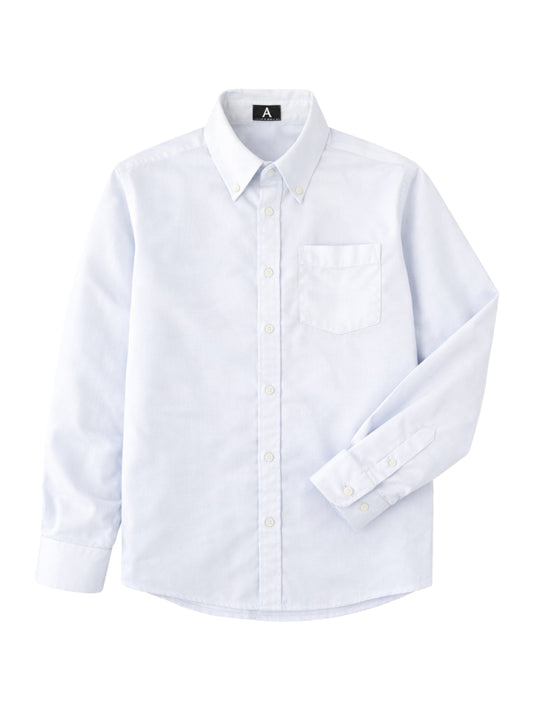 Unisex 1-Pocket Long Sleeve Pinpoint Oxford Shirt - 8140 - White