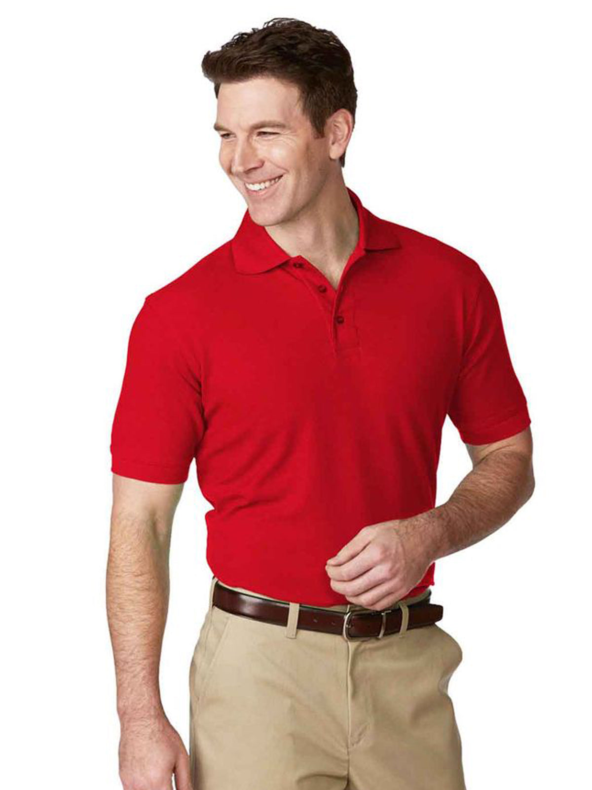 Unisex Pique Knit Short Sleeve Shirt - 8761 - Red