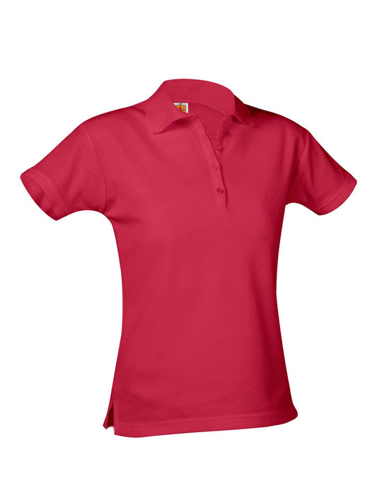 Ladies Pique Knit Short Sleeve Polo Shirt - 9735 - Red