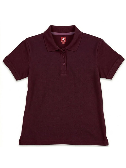 Women's Rib Trim Cuff Interlock Polo - 9737 - Wine