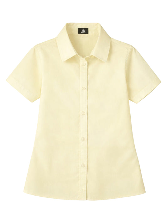 Girls Pocketless Short Sleeve Pinpoint Oxford Shirt - 9746 - Yellow