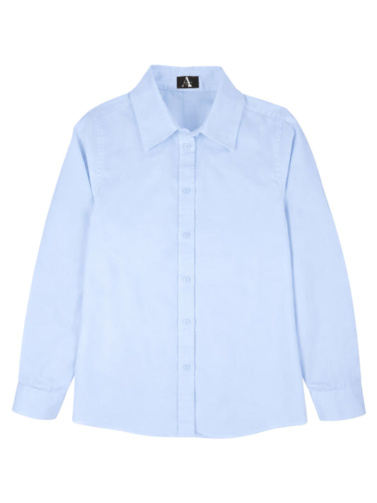 Girls Pocketless Long Sleeve Pinpoint Oxford Shirt - 9747 - Lt. Powder Blue