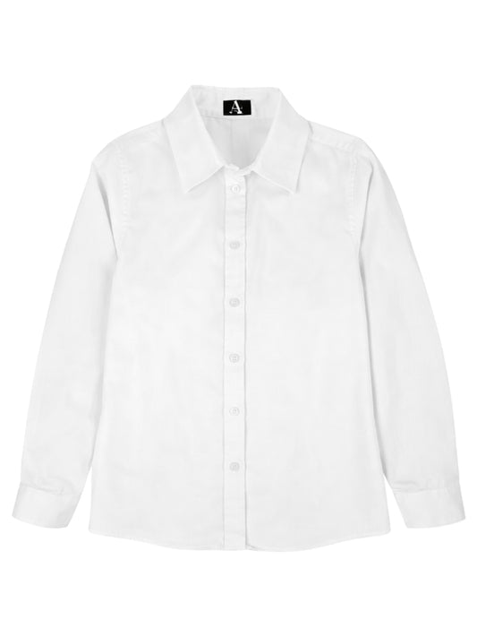 Girls Pocketless Long Sleeve Pinpoint Oxford Shirt - 9747 - White