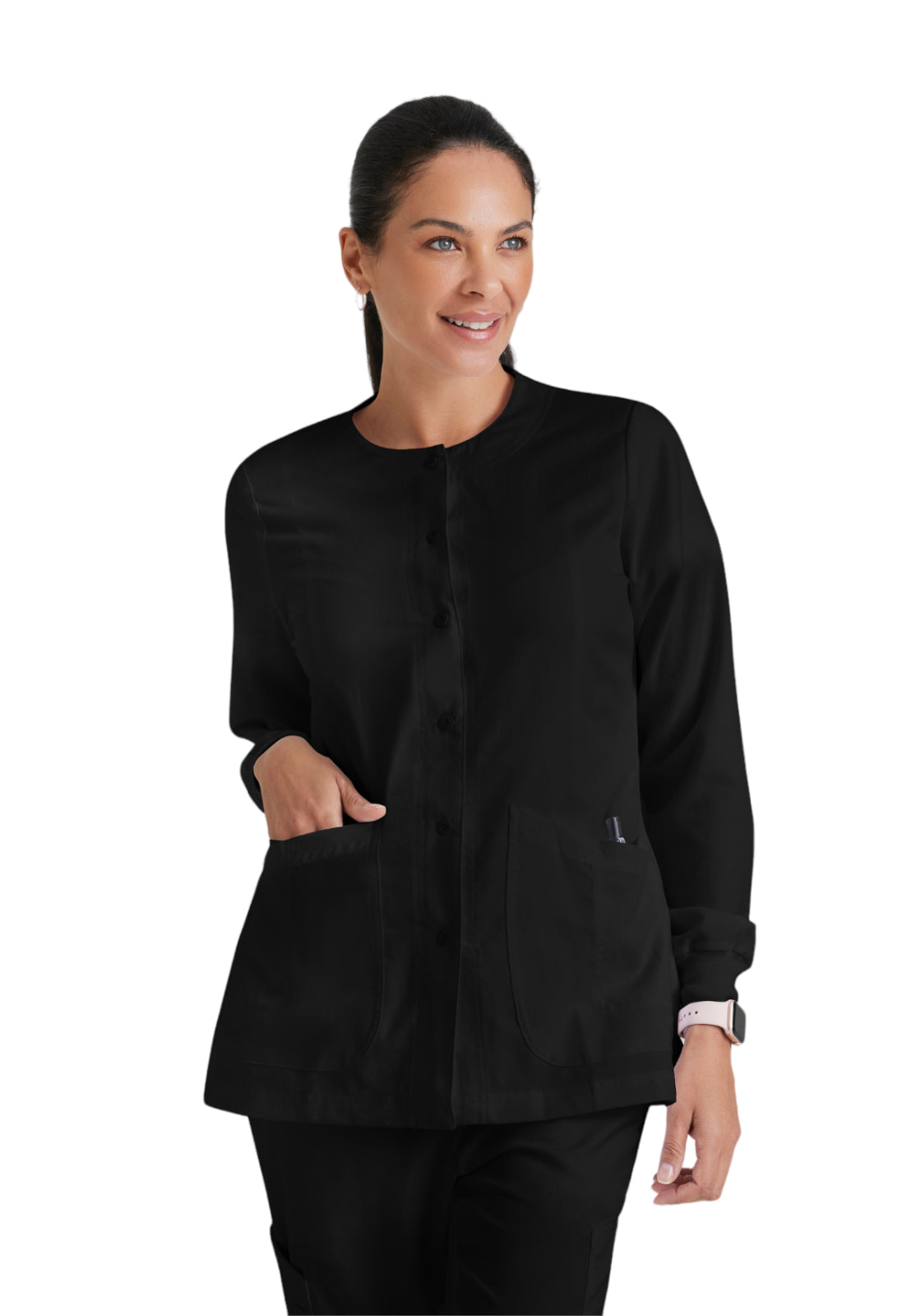 Women's Four-Pocket Zip-Up Jamie Warm Up Scrub Jacket - 4450 - Black