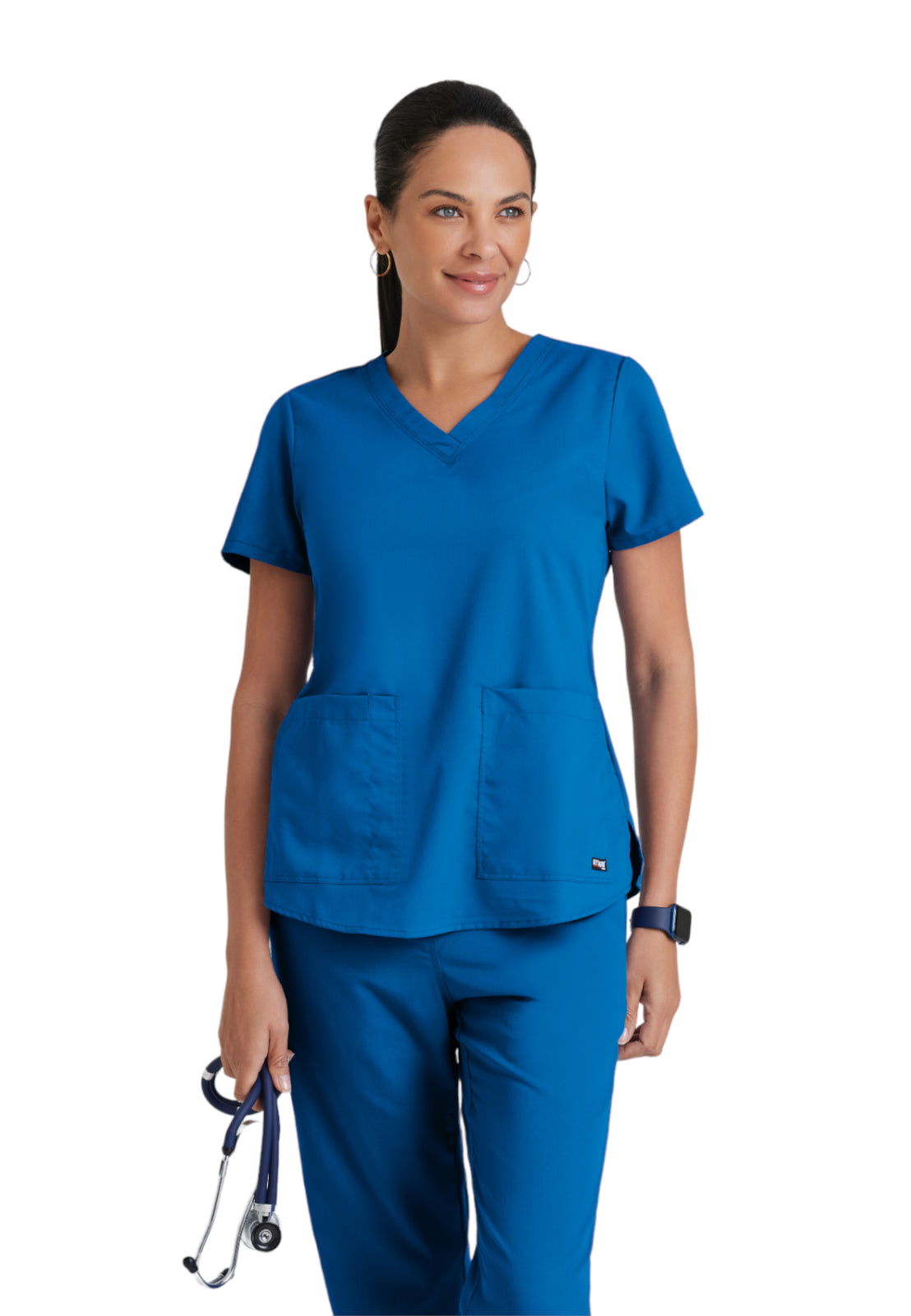 Women's Two-Pocket V-Neck Aubrey Scrub Top - 71166 - New Royal