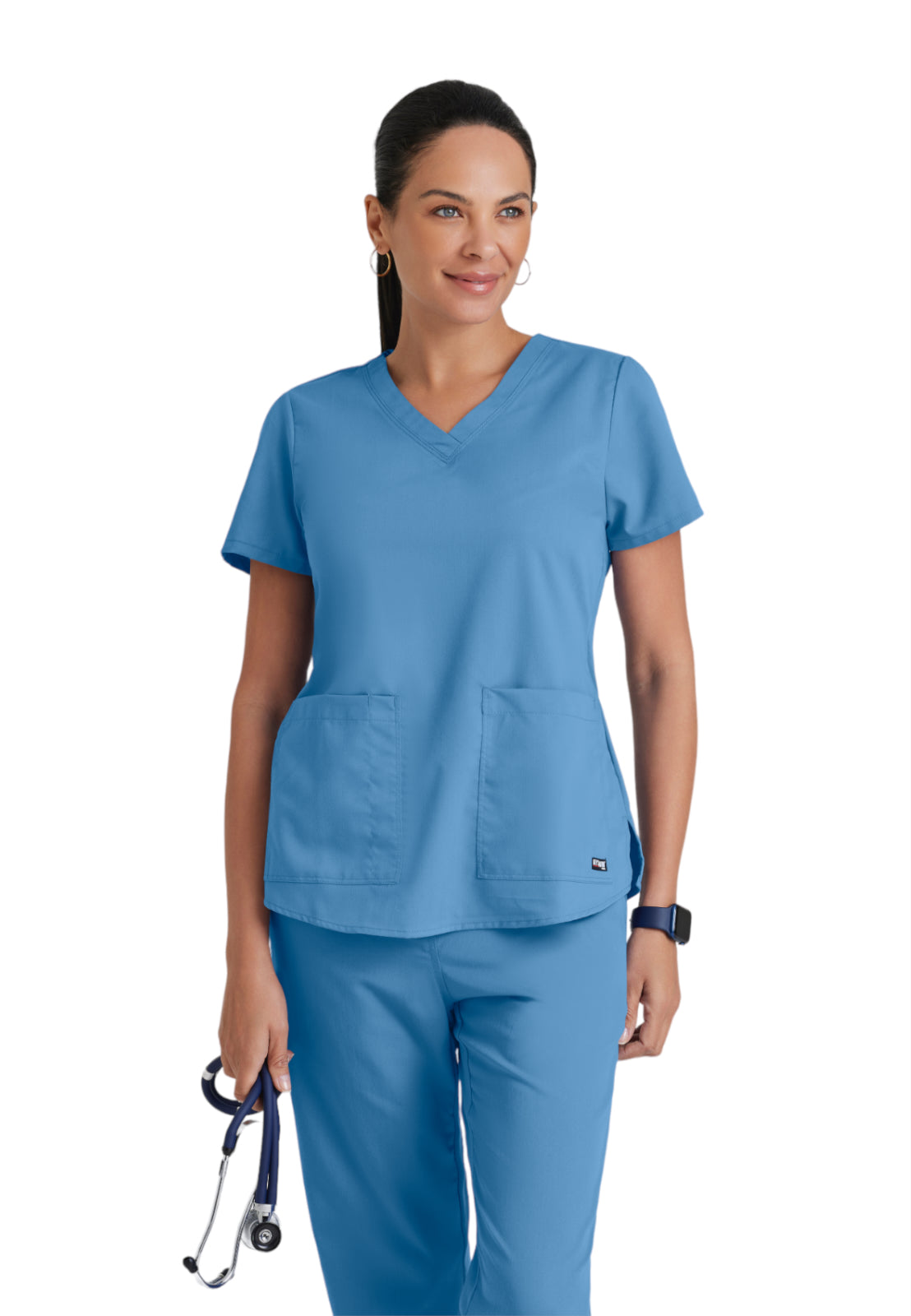 Women's Two-Pocket V-Neck Aubrey Scrub Top - 71166 - Ciel Blue