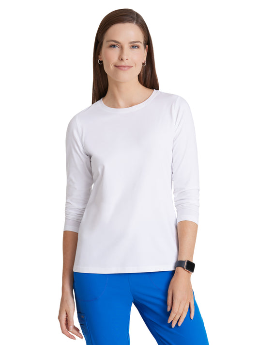 Women's Long Sleeve Accelerate Underscrub Tee - BOK804 - White