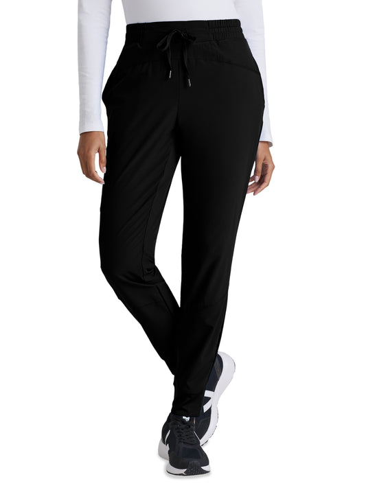 Women's Three-Pocket Mid-Rise Boost Jogger Scrub Pant - BOP513 - Black