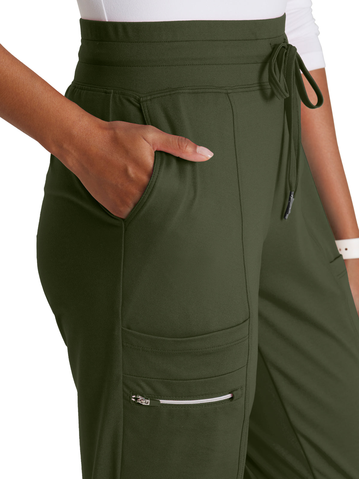Women's 5 Pocket Drawcord Waistband Jogger Pant - BOP631 - Olive