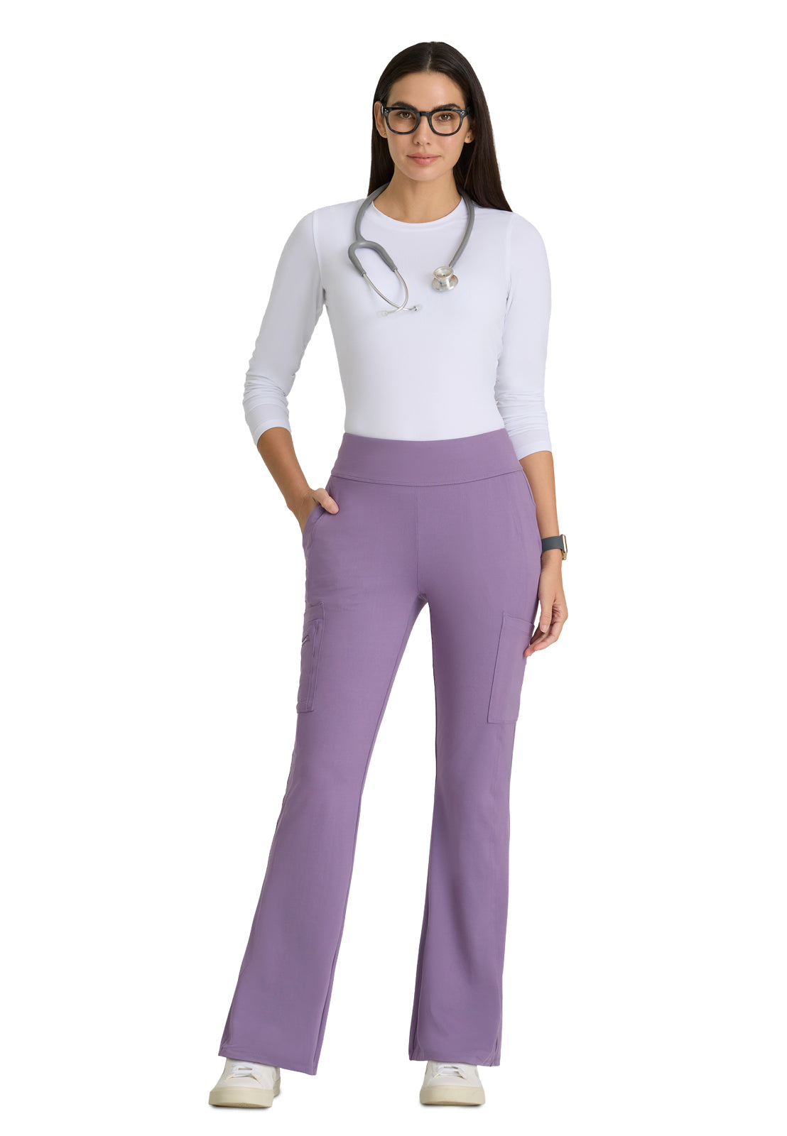 Women's 7 Pocket High-Rise Fit and Flare Pant - BOP645 - Dusty Lavender