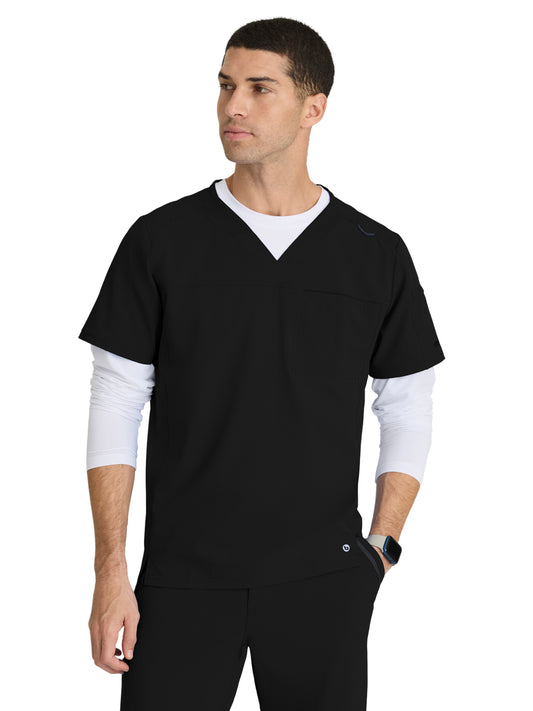 Men's Two-Pocket V-Neck Velocity Scrub Top - BOT195 - Black