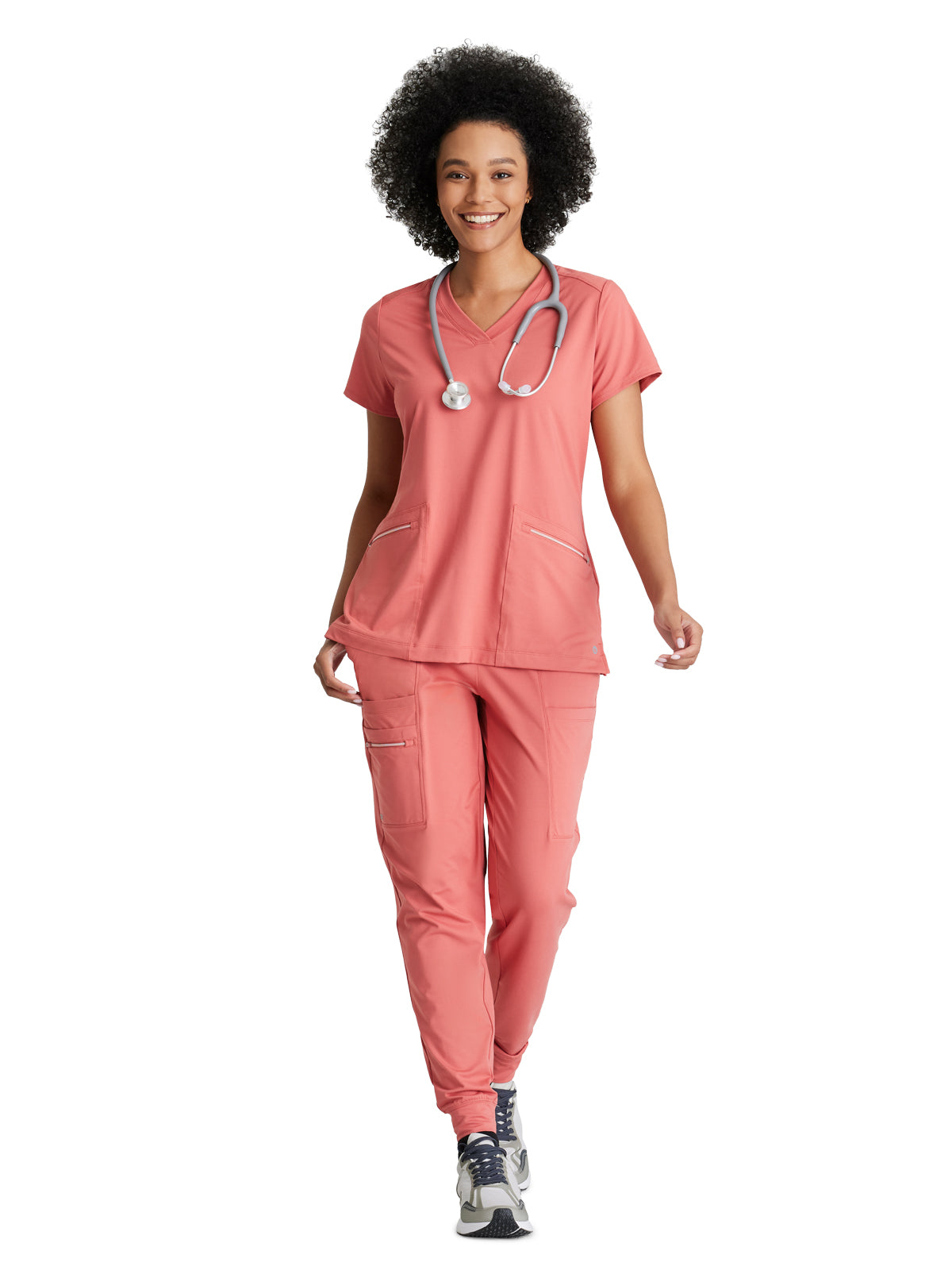 Women's 2 Pocket V-Neck Top - BOT209 - Ginger Rose