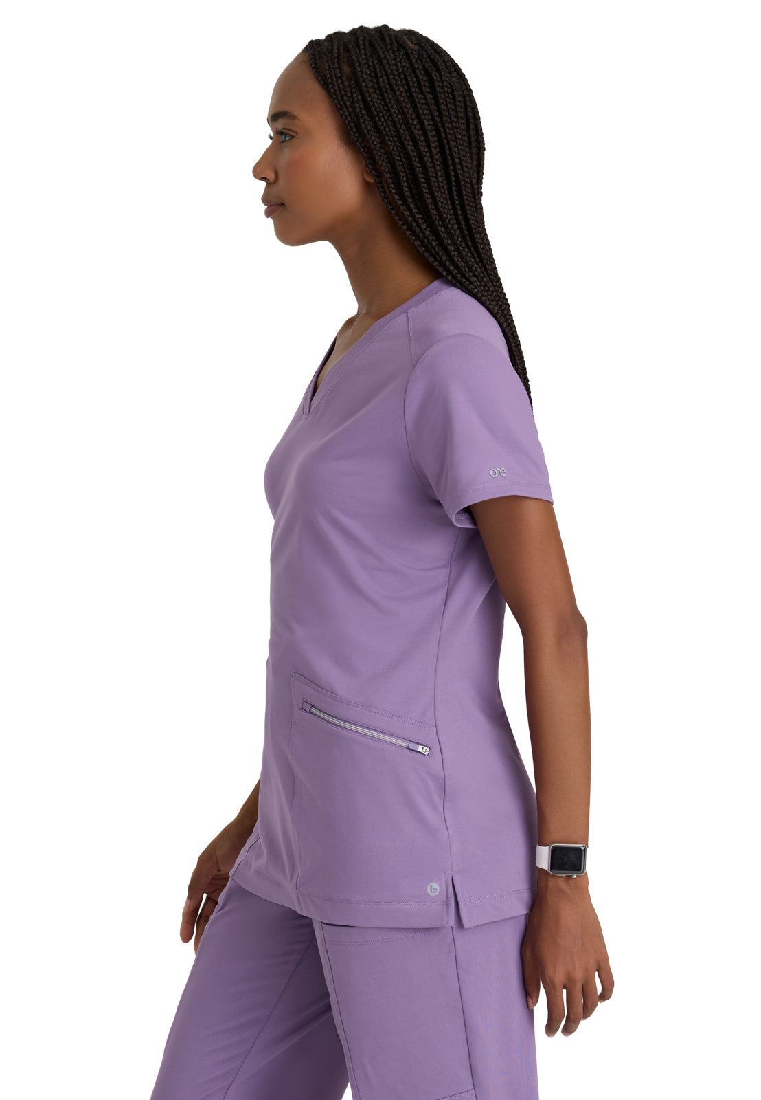 Women's 2 Pocket V-Neck Top - BOT209 - Dusty Lavender
