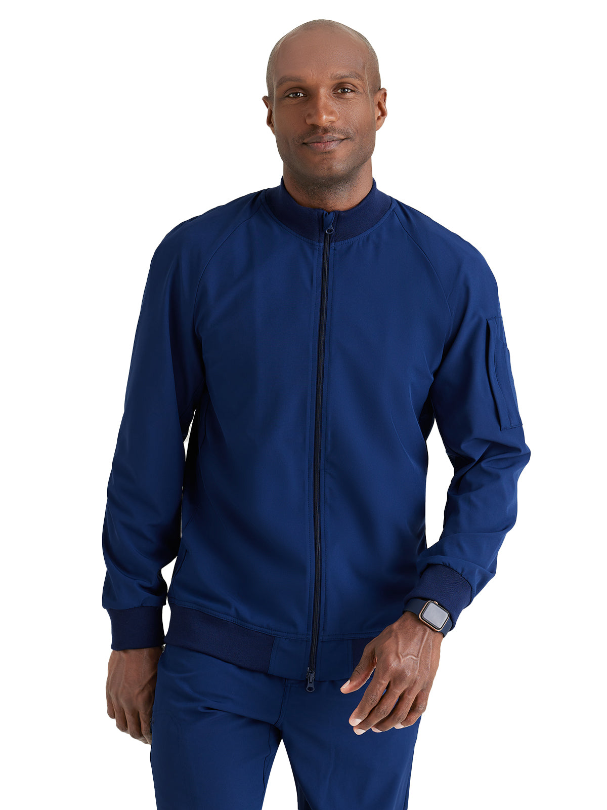 Men's Three-Pocket Zip-Up Amplify Warm-Up Scrub Jacket - BOW883 - Indigo (Navy)
