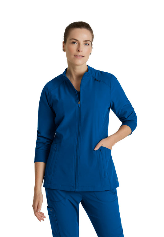 Women's Four-Pocket Zip-Up Venture Warm-Up Scrub Jacket - BOW894 - New Royal