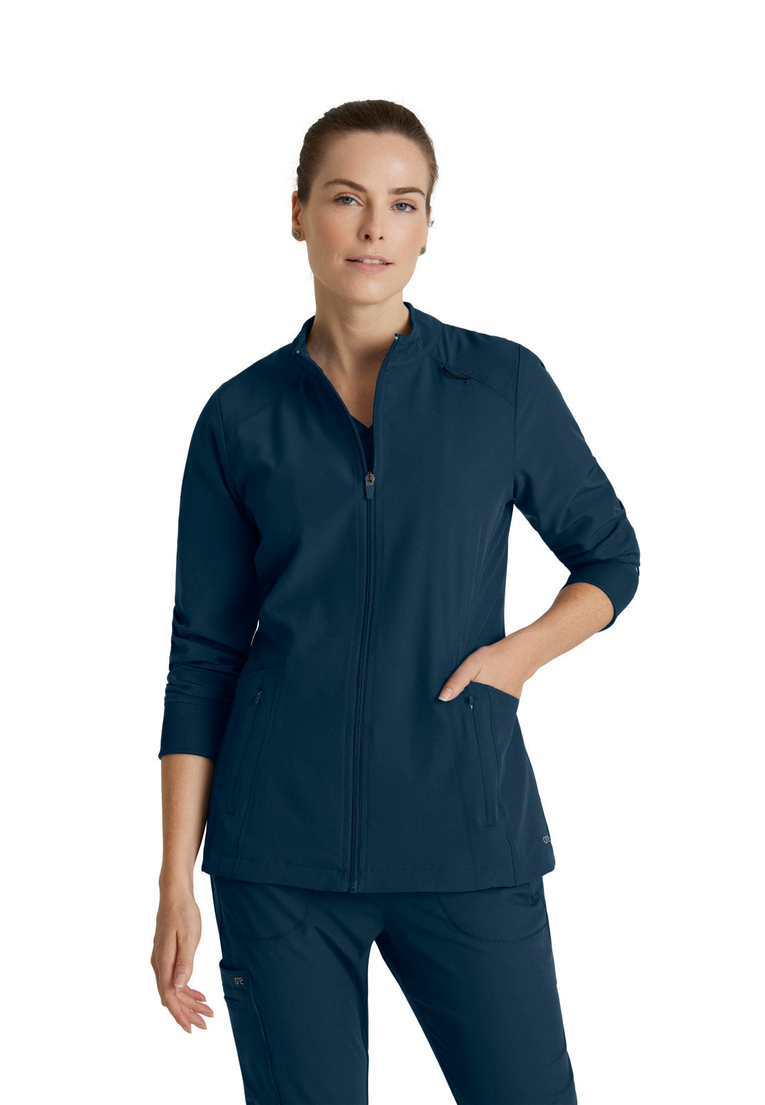 Women's Four-Pocket Zip-Up Venture Warm-Up Scrub Jacket - BOW894 - Steel