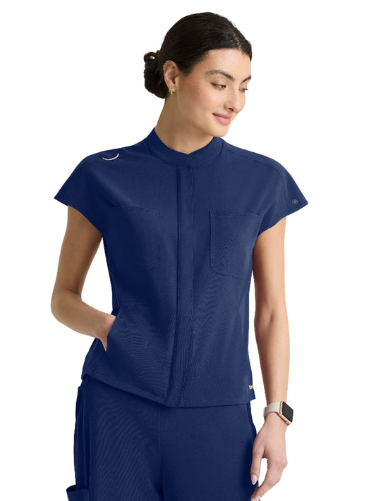 Women's Six-Pocket Aria Full Zip Top - GRGT320 - Indigo (Navy)
