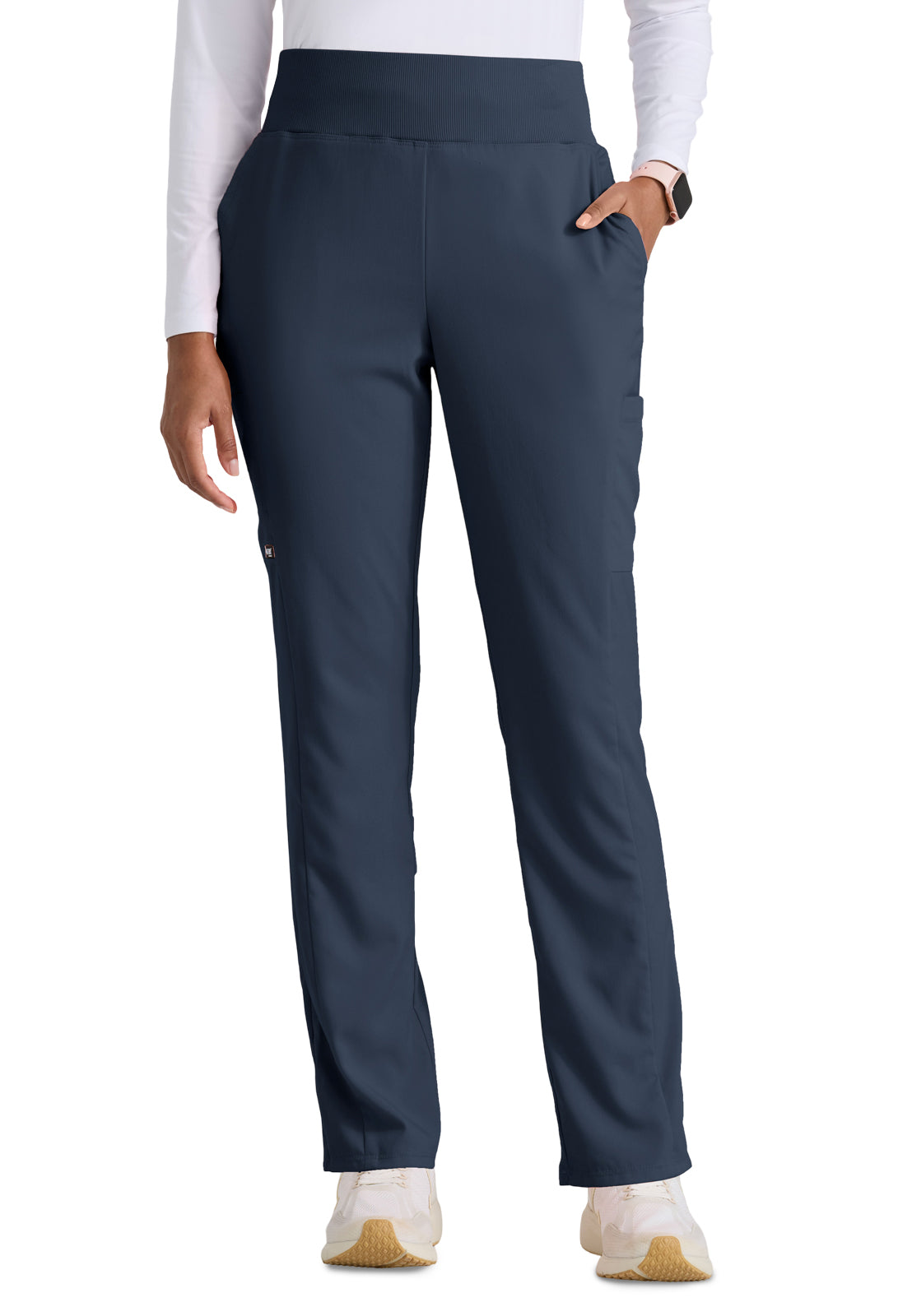Women's Six Pocket Rib Knit Waistband Renee Scrub Pant - GRSP692 - Steel