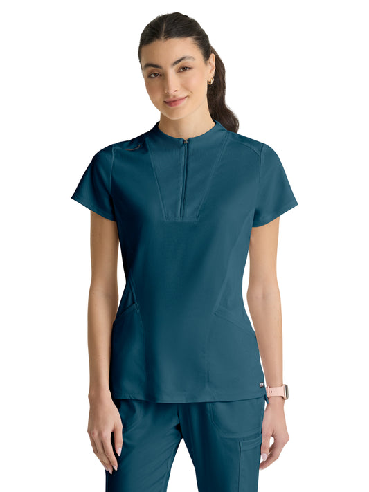 Women's Two Pocket Y-Neck Kristi Scrub Top - GRST292 - Bahama