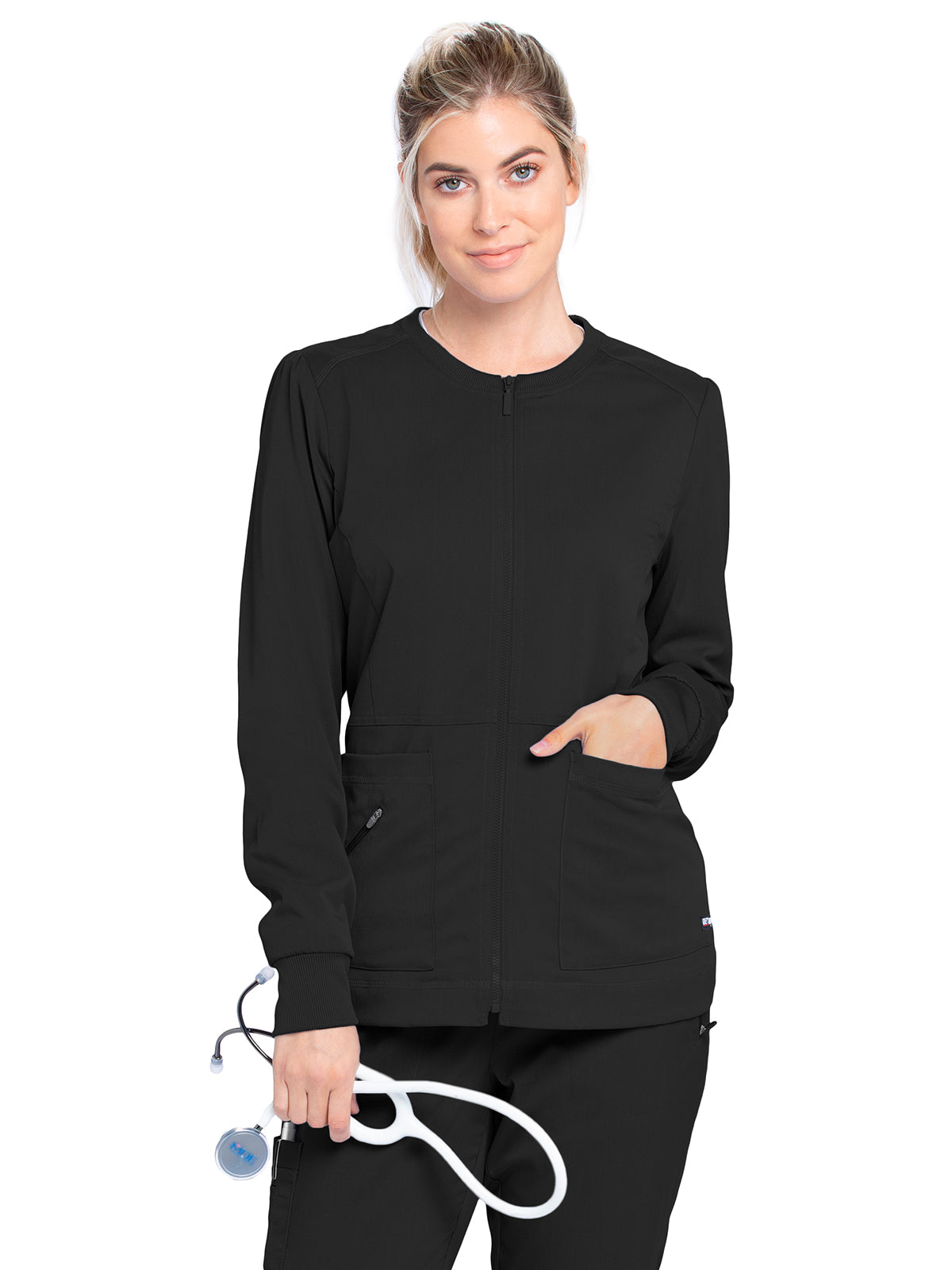 Women's Three-Pocket Millie Warm-Up Jacket - GRSW017 - Black