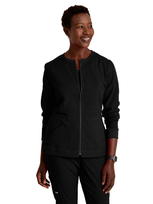 Women's Three-Pocket Millie Warm-Up Jacket - GRSW017 - Black