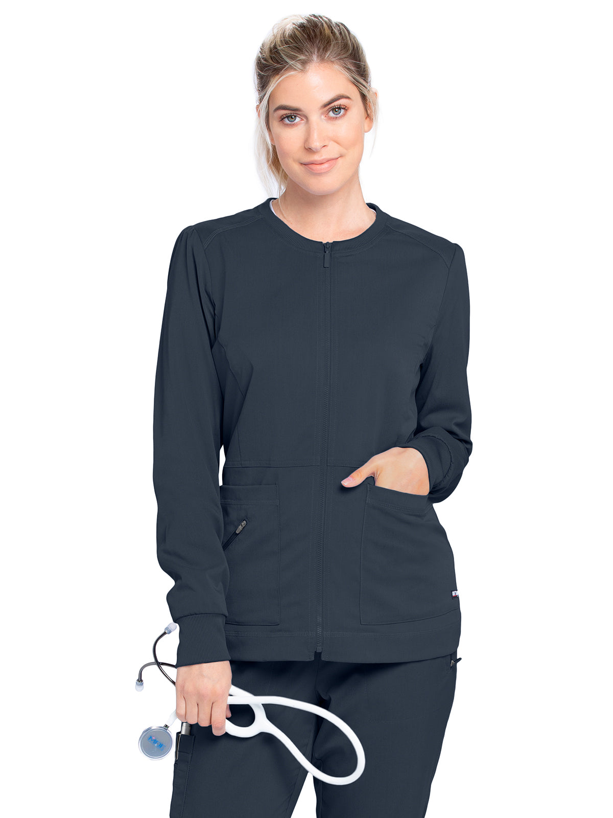 Women's Three-Pocket Millie Warm-Up Jacket - GRSW017 - Steel