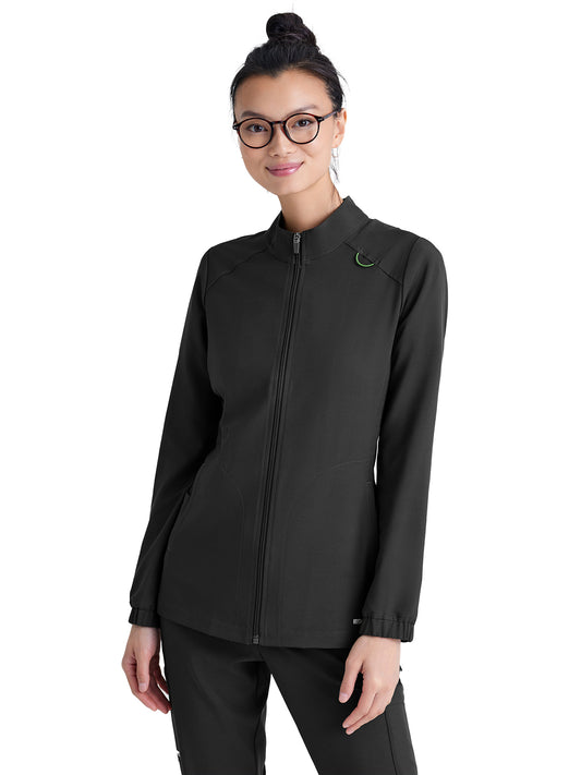 Women's Three-Pocket Virtue Warm-Up Scrub Jacket - GSSW886 - Black