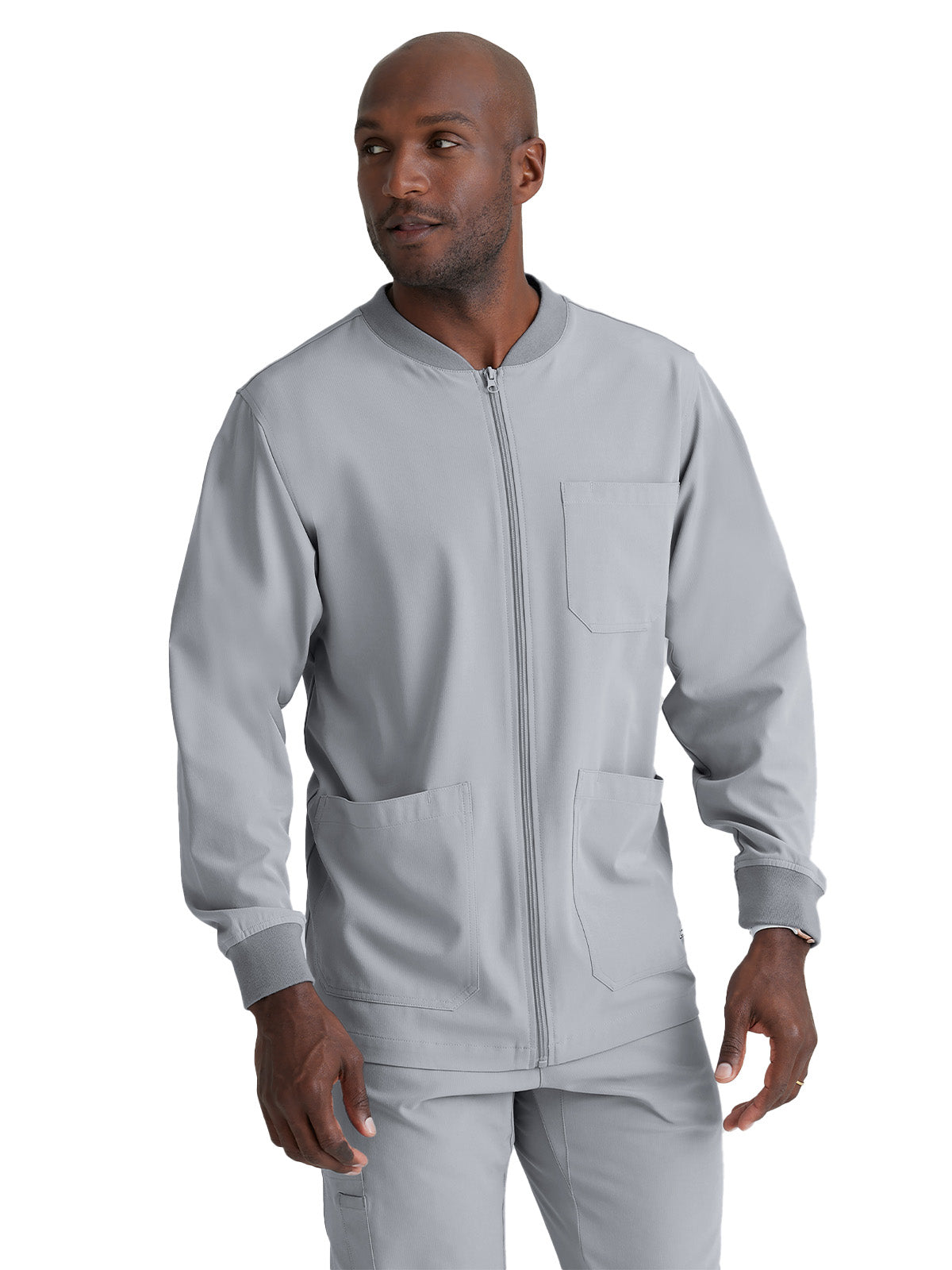 Men's Three-Pocket Zip-Up Structure Warm-Up Scrub Jacket - SK0408 - Moonstruck