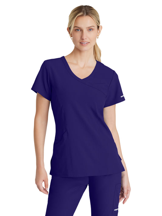 Women's Three-Pocket Crossover V-Neck Reliance Scrub Top - SK102 - New Grape