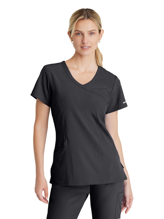 Women's Three-Pocket Crossover V-Neck Reliance Scrub Top - SK102 - Pewter