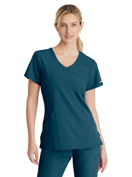Women's Three-Pocket Crossover V-Neck Reliance Scrub Top - SK102 - Bahama