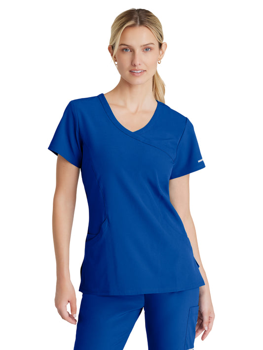Women's Three-Pocket Crossover V-Neck Reliance Scrub Top - SK102 - Galaxy