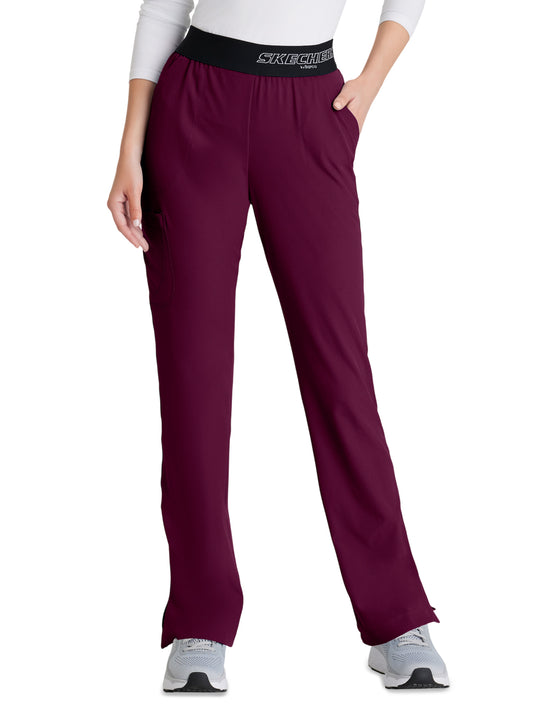Women's Three-Pocket Straight Leg Breeze Scrub Pant - SK202 - Wine