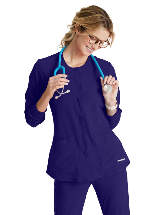Women's Two-Pocket Snap-Front Stability Warm-Up Scrub Jacket - SK401 - New Grape