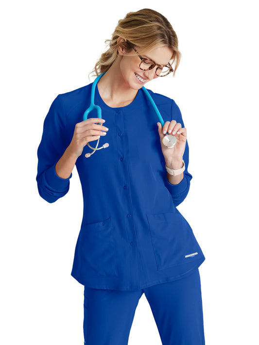 Women's Two-Pocket Snap-Front Stability Warm-Up Scrub Jacket - SK401 - Galaxy