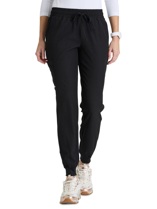 Women's Four-Pocket Low-Rise Theory Jogger Scrub Pant - SKP552 - Black
