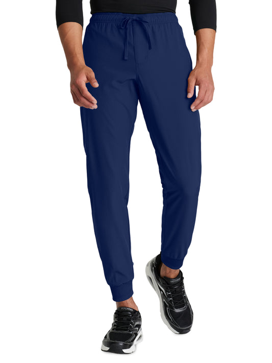 Men's Three-Pocket Drawcord and Zip-Fly Structure Jogger Scrub Pant - SKP572 - Navy