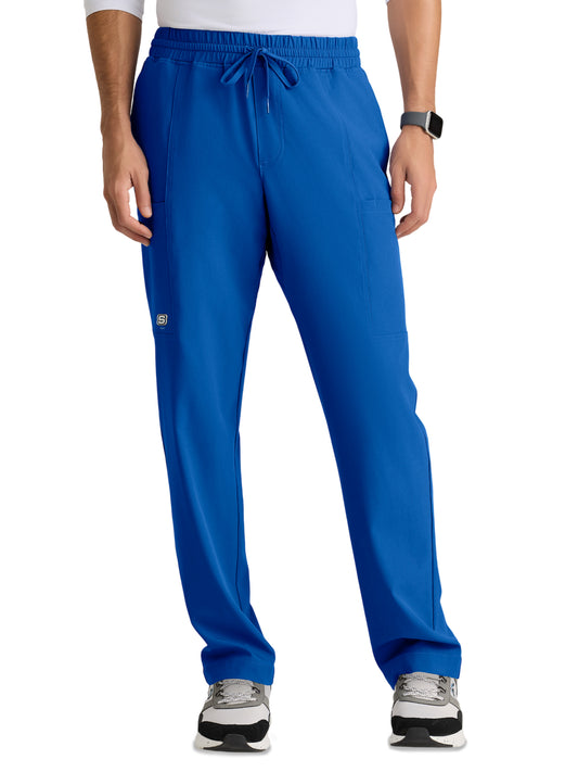 Men's Five-Pocket Elastic Waistband Compass Scrub Pant - SKP718 - New Royal