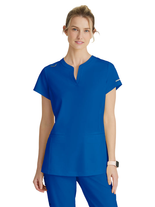 Women's Two-Pocket Placket V-Neck Coast Scrub Top - SKT259 - New Royal