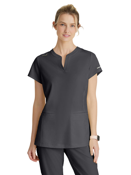 Women's Two-Pocket Placket V-Neck Coast Scrub Top - SKT259 - Pewter