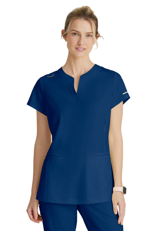 Women's Two-Pocket Placket V-Neck Coast Scrub Top - SKT259 - Navy