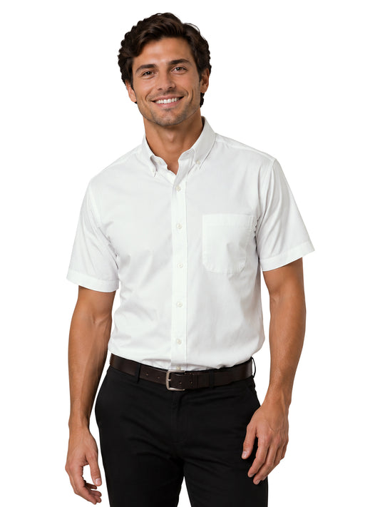 Men's 1-Pocket Short Sleeve Value Poplin Shirt - BG7210S - White