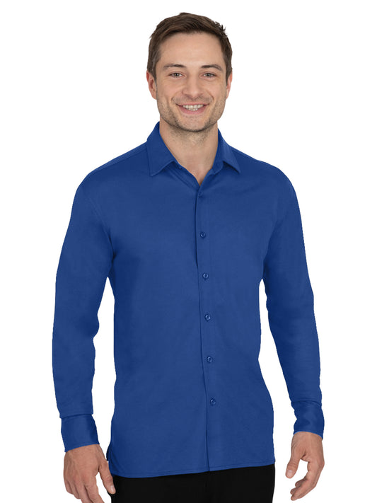 Men's Pocketless Knit Stretch Woven Shirt - BG7273 - Royal