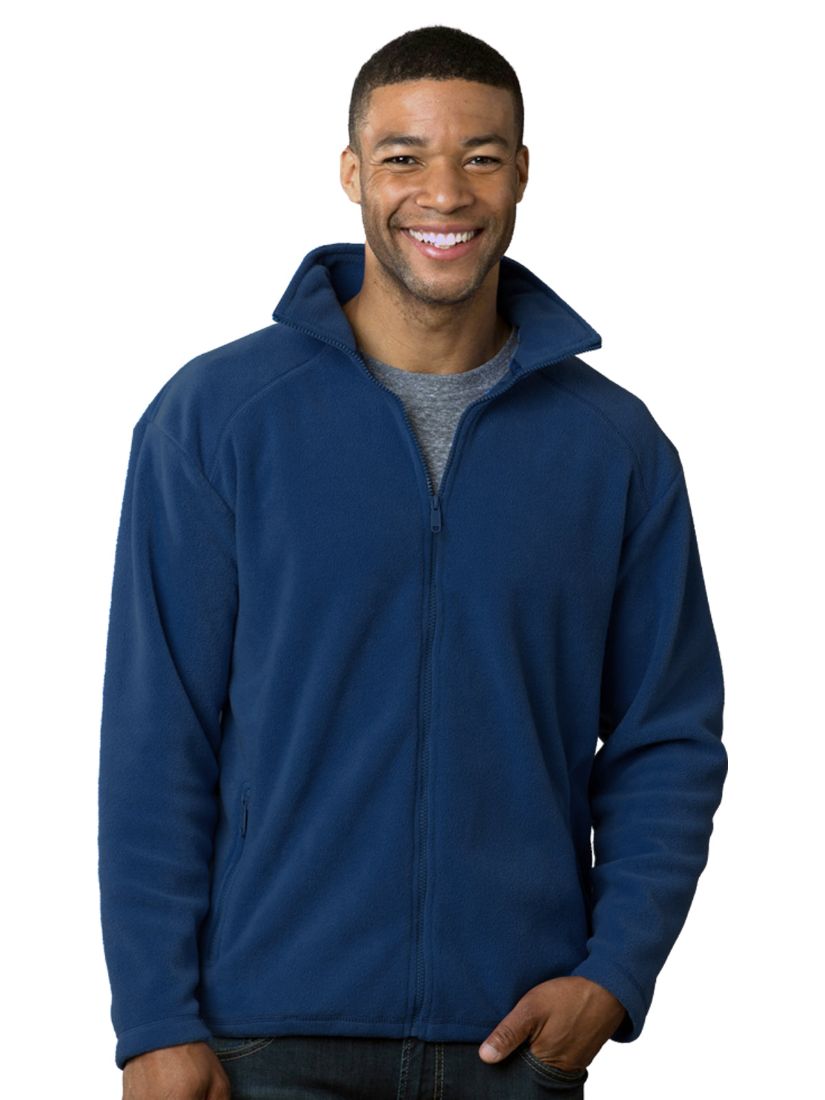 Men's 2-Pocket Micro Fleece Full Zip Jacket - BG9951 - Polar Navy
