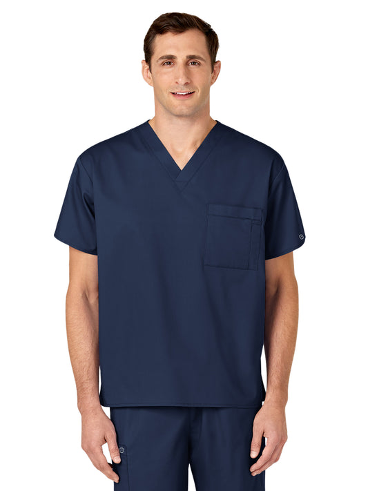 Unisex Double-Pocket V-Neck Top - 100 - Navy