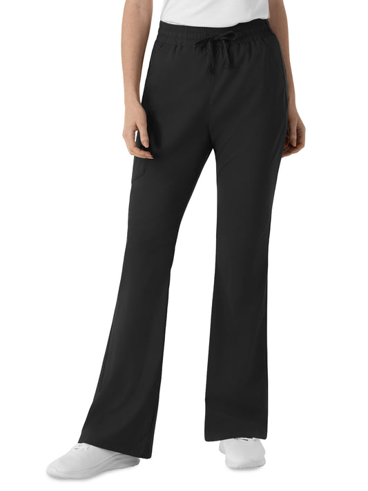 Women's Six-Pocket Flare Leg Scrub Pant - 5551 - Black