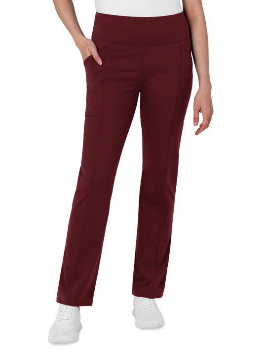 Women's Three-Pocket Straight Leg Scrub Legging - 5659 - Burgundy